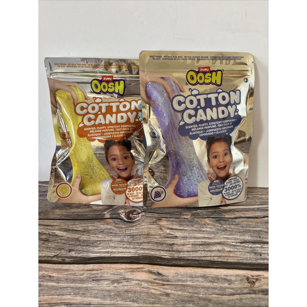 Oosh Cotton Candy Lot Of 2 Lemon & Grape Sensory Stretchy Scented Slime Sealed